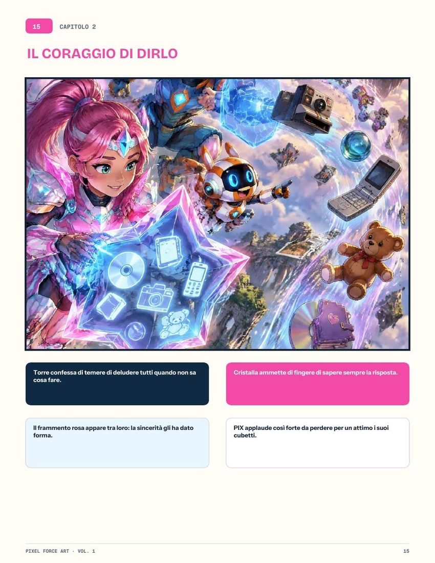 Anteprima della scena a colori Il coraggio di dirlo, capitolo 2 del libro Pixel Force Art